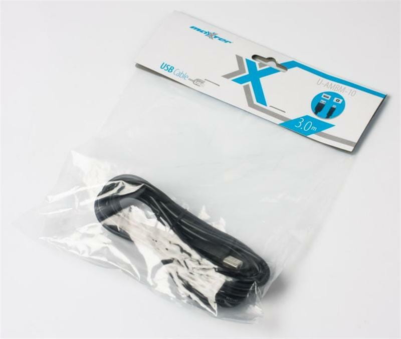 Кабель Maxxter USB - USB Type-B V 2.0 (M/M), 3 м, чорний (U-AMBM-10)