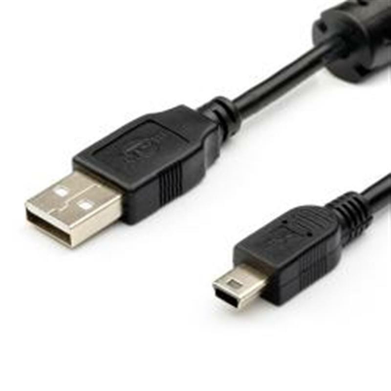 Кабель Atcom USB - mini USB V 2.0 (M/M), (5 pin), феррит, 0.8 м, черный (3793)