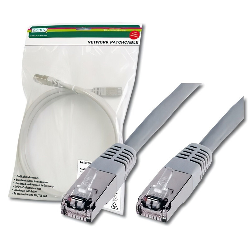 Патч-корд DIGITUS cat.5e, SF-UTP 10м, AWG 26/7, сірого кольору (DK-1531-100)