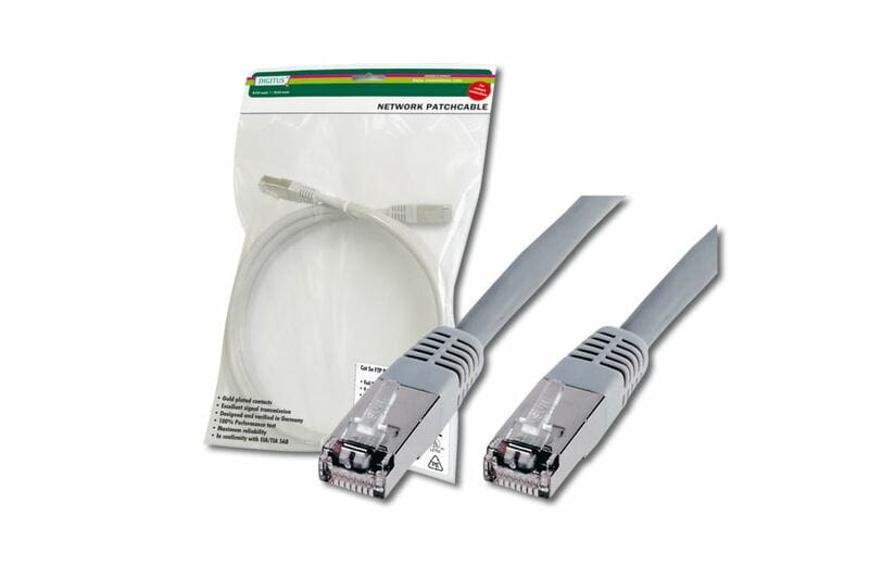 Патч-корд DIGITUS cat.5e,SF-UTP 10м,AWG 26/7, сірого кольору (DK-1531-100)