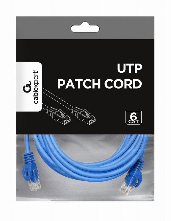 Патч-корд UTP Cablexpert (PP6U-3M/B) cat.6, літий, 50u штекер із засувкою, 3 м, синій