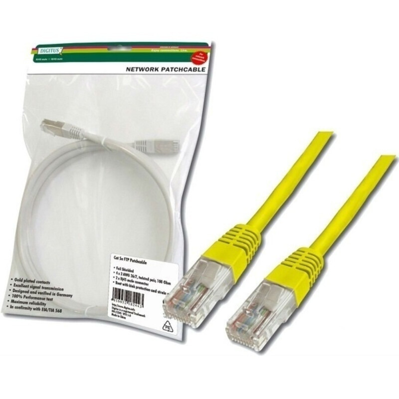 Патч-корд Digitus cat.5e, UTP, 3м, AWG 26/7, жовтий (DK-1511-030/Y)