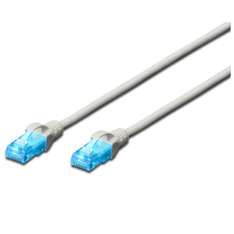 Патч-корд Digitus (DK-1512-100) cat.5e, U/UTP, 10 м, AWG 26/7, CCA, PVC, сірий