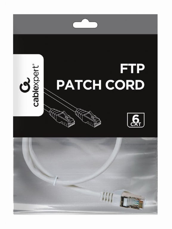 Патч-корд Cablexpert (PP6-0.5M/W) FTP, литий, 50u "штекер із засувкою, 0.5 м, білий