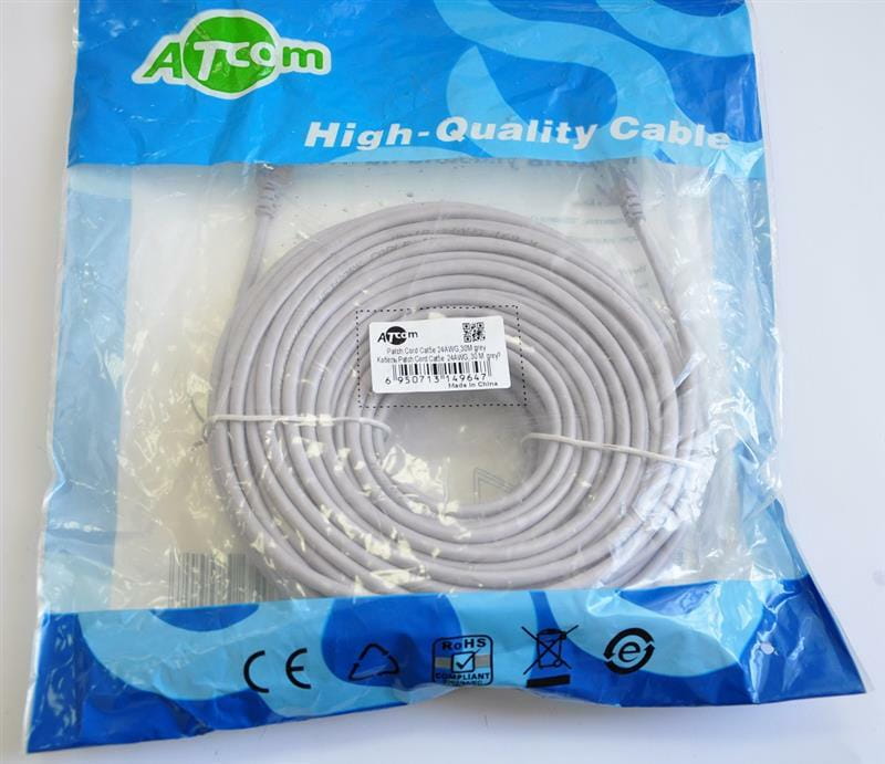 Патч-корд литой, UTP, RJ45, Cat.5e, 30m, серый (4964)
