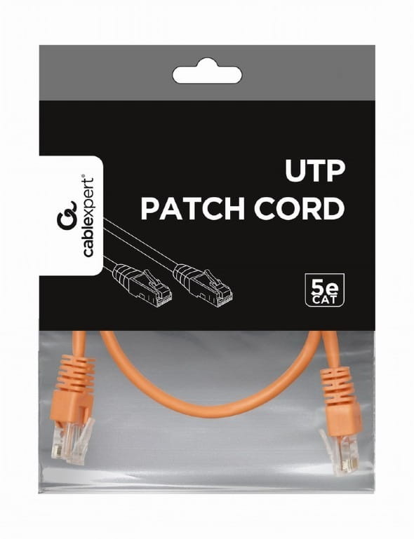 Патч-корд UTP Cablexpert (PP12-0.5M/O) літий, 50u "штекер із засувкою, 0.5 м, помаранчевий