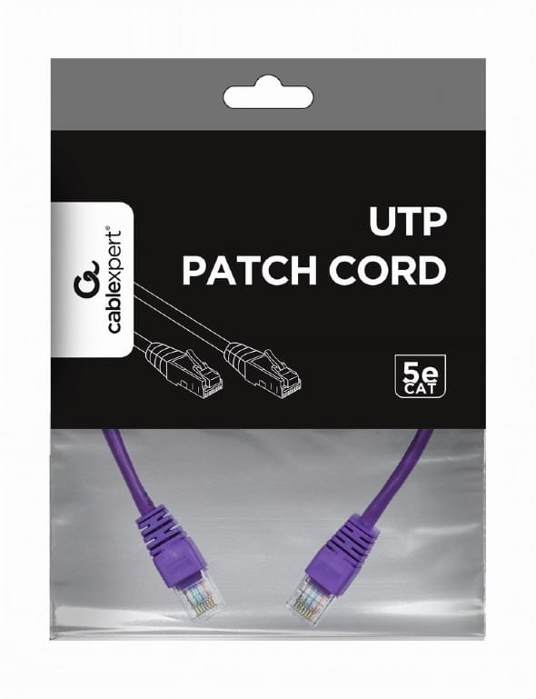 Патч-корд UTP Cablexpert (PP12-0.25M/V) літий, 50u "штекер із засувкою, 0.25 м, фіолетовий