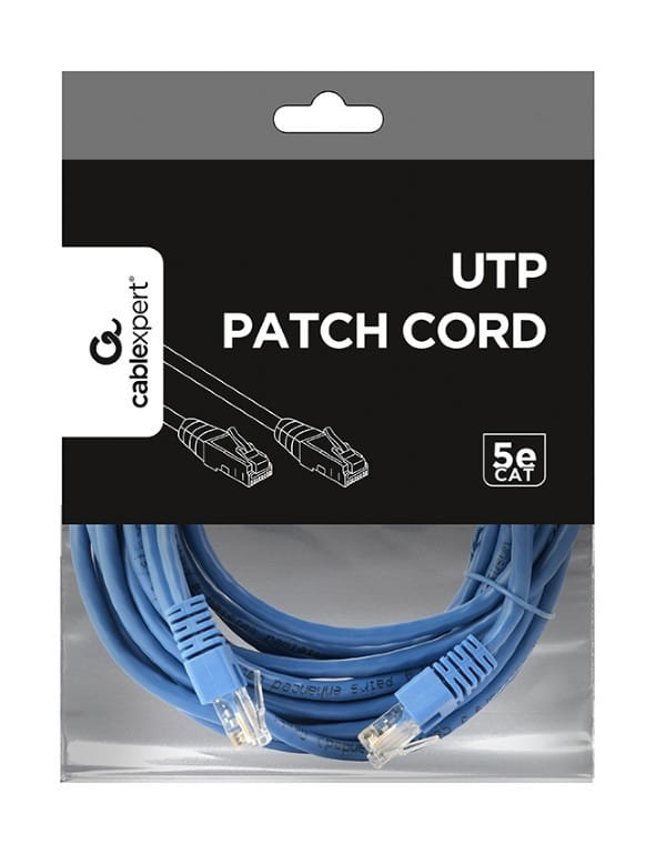 Патч-корд UTP Cablexpert (PP12-5M/B) літий, 50u "штекер із засувкою, 5 м, синій