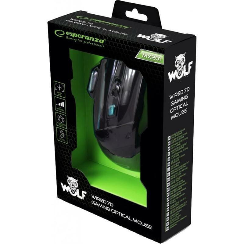 Мышь Esperanza EGM201B Wolf Black/Blue USB