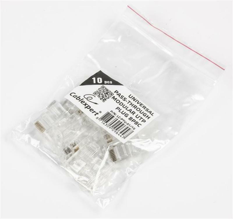 Коннектор RJ 45 Cablexpert (LC-PTU-01/10) со сквозными отверстиями (10 шт/уп)