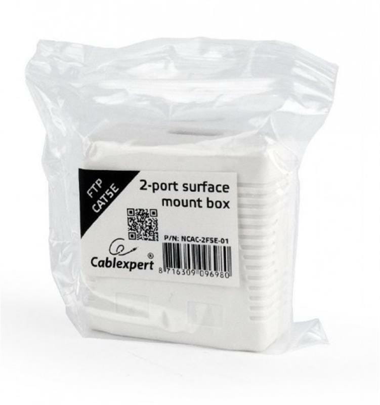 Розетка Cablexpert (NCAC-2F5E-01) 2хRJ-45, Cat5Е, внешняя, белый