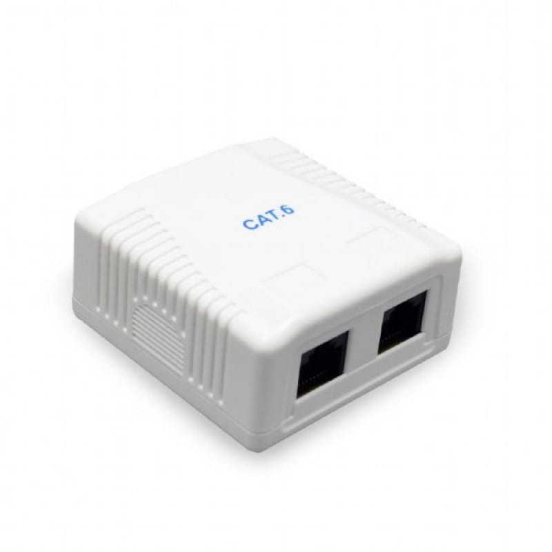 Розетка Cablexpert (NCAC-2U6-01) 2хRJ-45, Cat6, зовнішня, біла