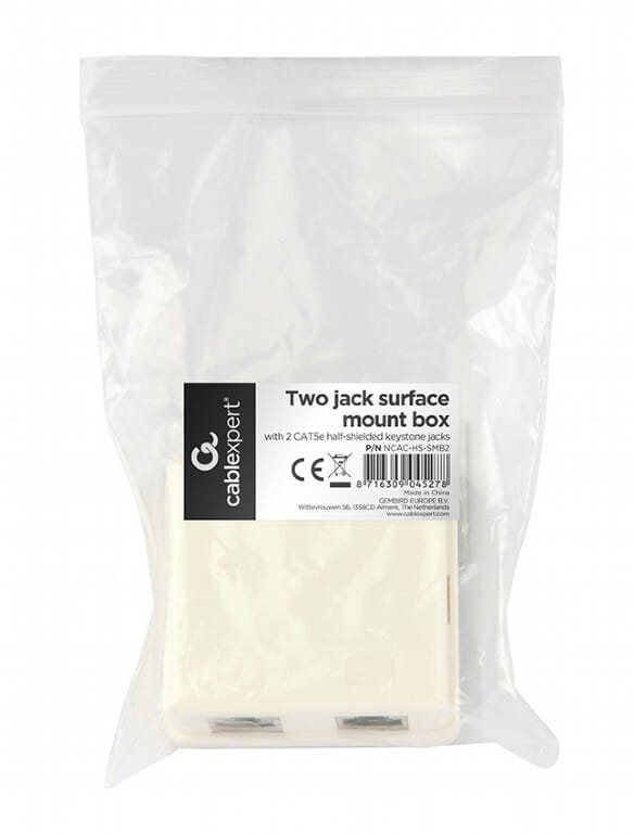 Розетка Cablexpert (NCAC-HS-SMB2) 2хRJ-45, Cat5Е, внешняя, белый