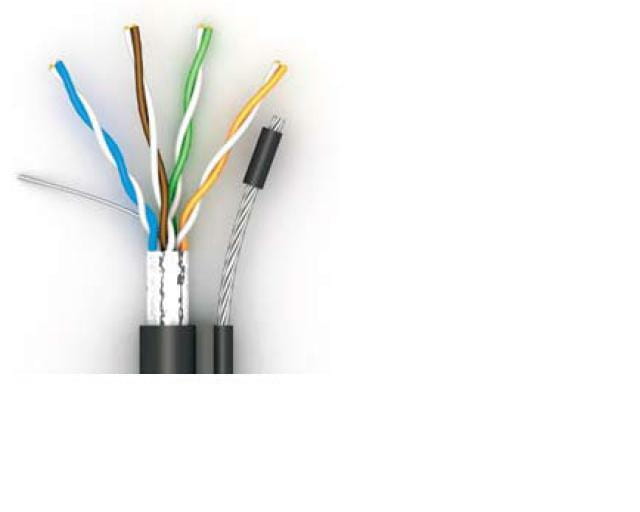 Кабель для внешней прокладки Atcom (13760) FTP, CAT5е, 4х2х0,5 мм, CCA, бухта 305 м, с тросом 1.2 мм