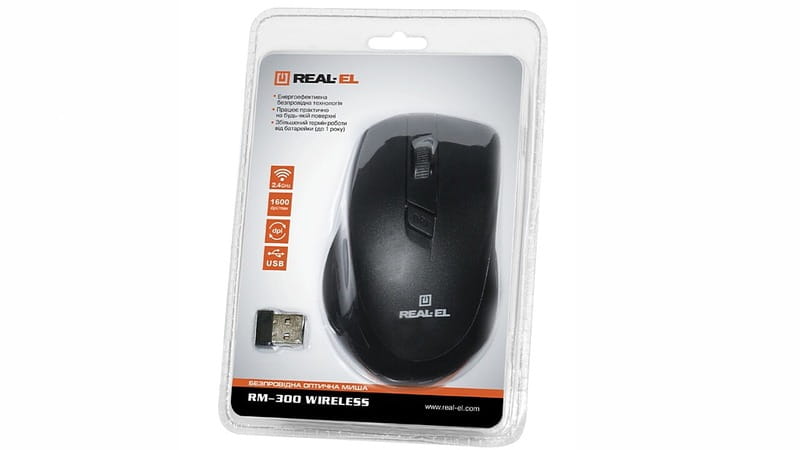 Мышь беспроводная REAL-EL RM-300 Black/Grey