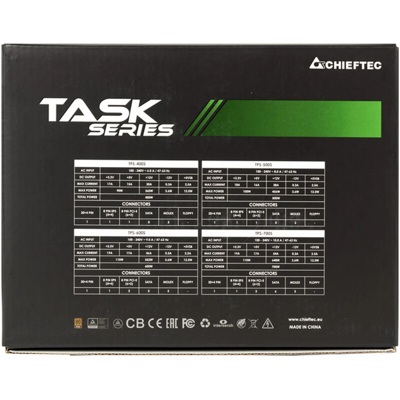 Блок живлення Chieftec TPS-600S, ATX 2.3, APFC, 12cm fan, Bronze, RTL