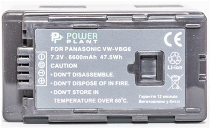 Акумулятор PowerPlant Panasonic VW-VBG6 6600mAh (DV00DV1279)