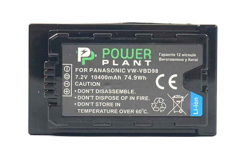 Акумулятор PowerPlant Panasonic VW-VBD98 10400mAh (CB970100)