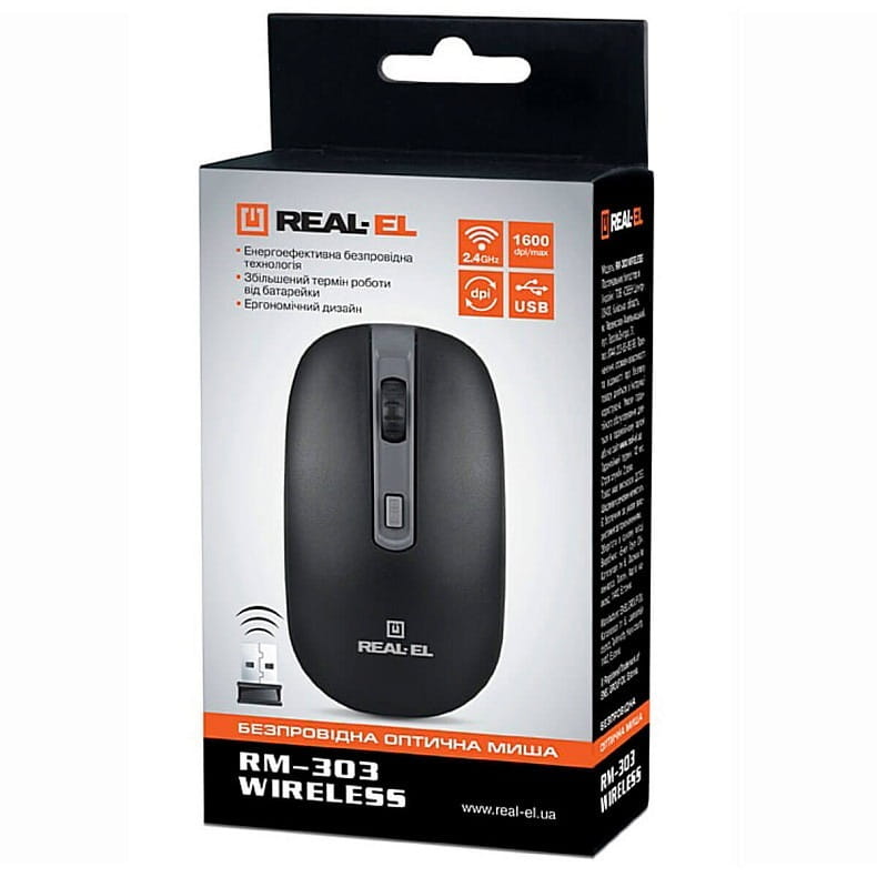 Мышь беспроводная REAL-EL RM-303 Black/Grey