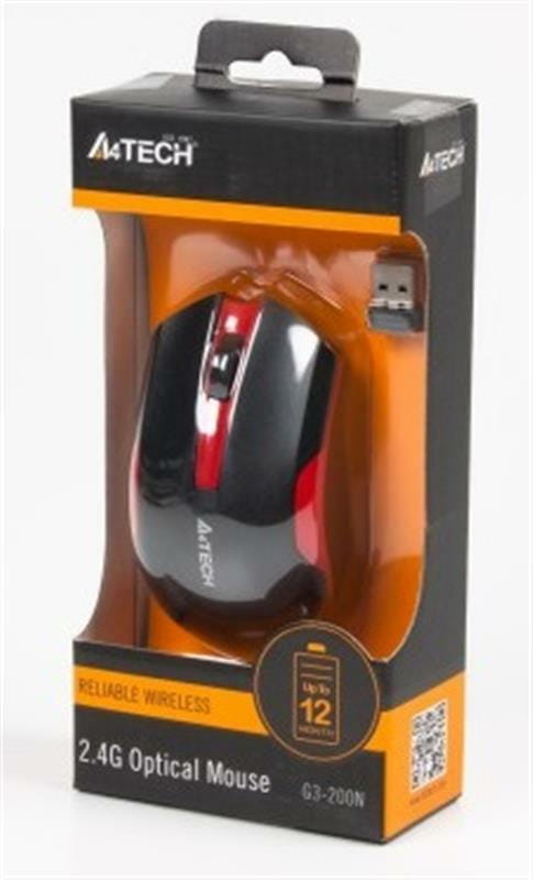 Мышь беспроводная A4Tech G3-200N Black/Red USB V-Track