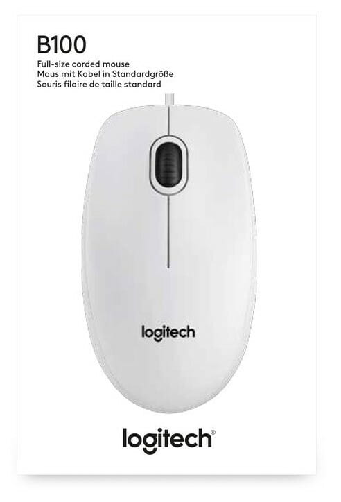 Миша Logitech B100 White (910-003360)