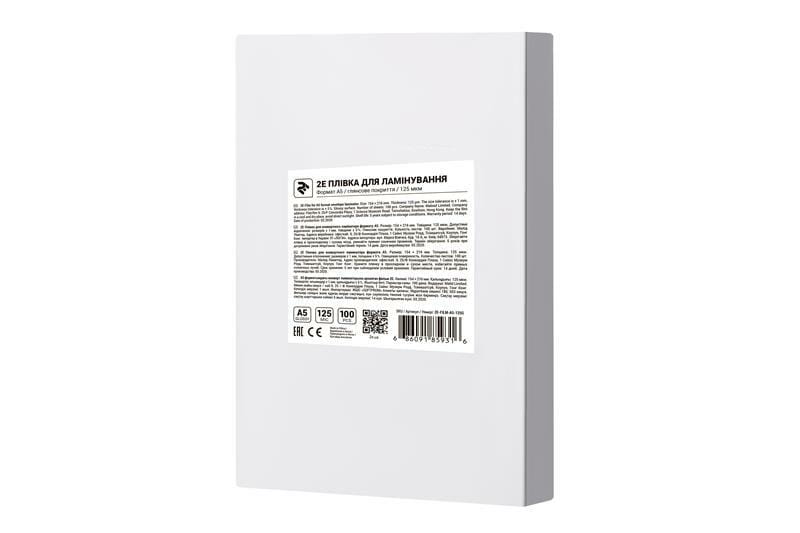Плівка для ламінування 2E (2E-FILM-A5-125G), A5, глянцева, 125мк, 100 шт