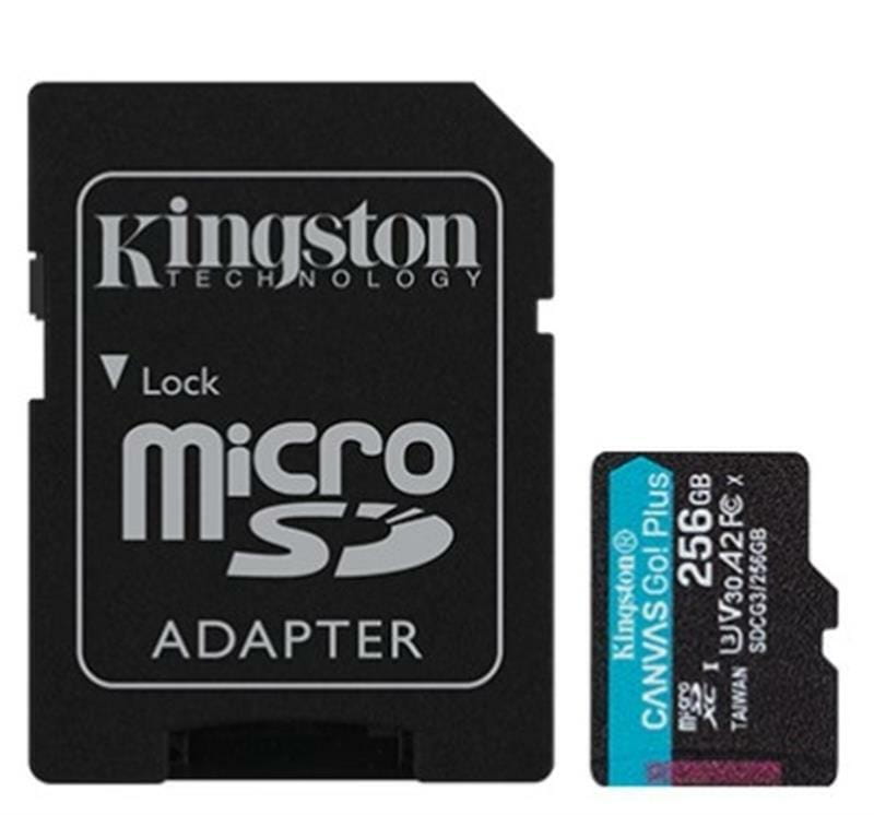Карта пам`яти MicroSDXC 256GB UHS-I/U3 Class 10 Kingston Canvas Go! Plus R170/W90MB/s + SD-адаптер (SDCG3/256GB)