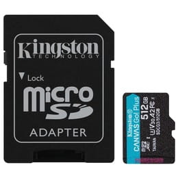 Карта памяти MicroSDXC  512GB UHS-I/U3 Class 10 Kingston Canvas Go! Plus R170/W90MB/s+ SD-адаптер (SDCG3/512GB)