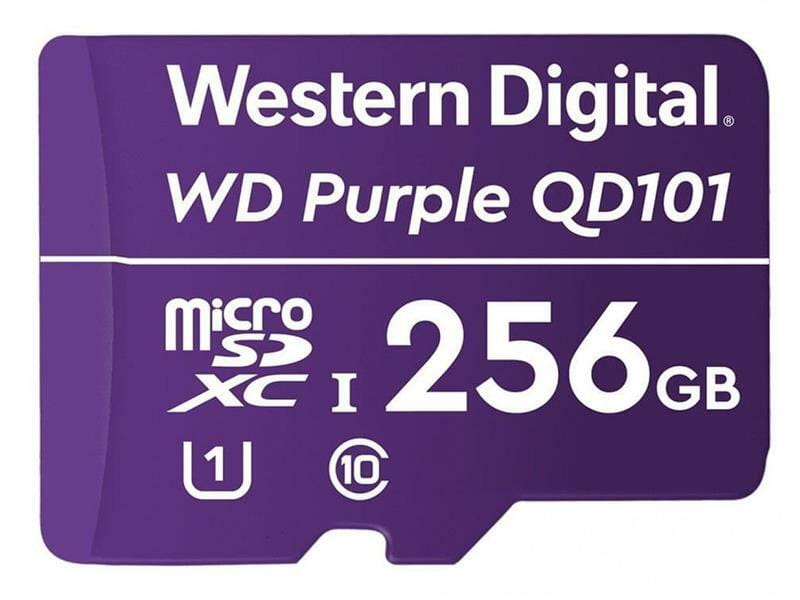 Карта памяти MicroSDHC 256GB UHS-I Class 10 WD Purple QD101 (WDD256G1P0C)