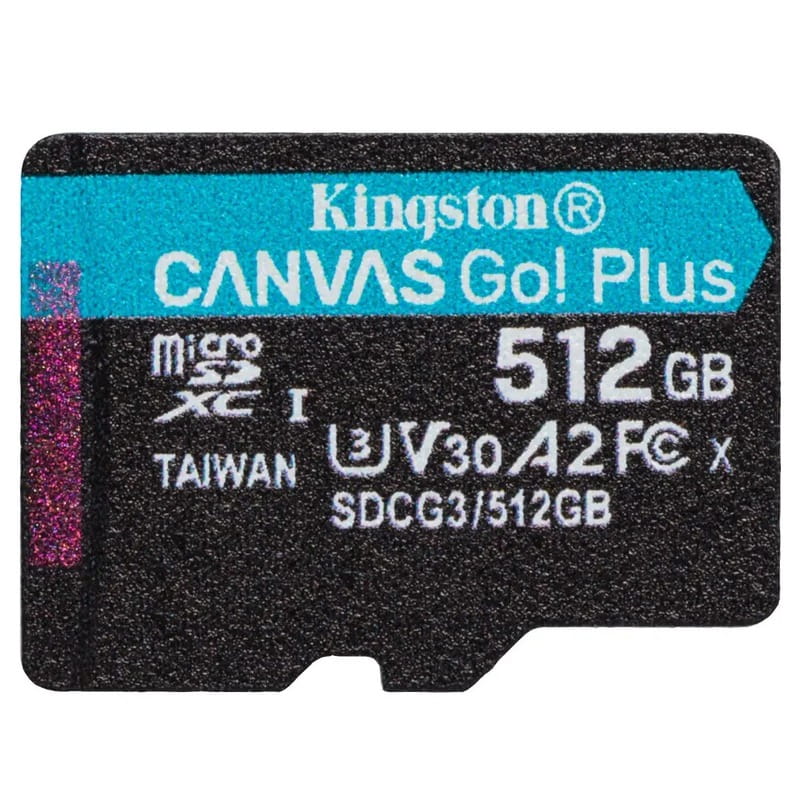 Карта памяти MicroSDXC  512GB UHS-I/U3 Class 10 Kingston Canvas Go! Plus R170/W90MB/s (SDCG3/512GBSP)