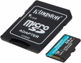 Карта памяти MicroSDXC  64GB UHS-I/U3 Class 10 Kingston Canvas Go! Plus R170/W70MB/s + SD-адаптер (SDCG3/64GB)