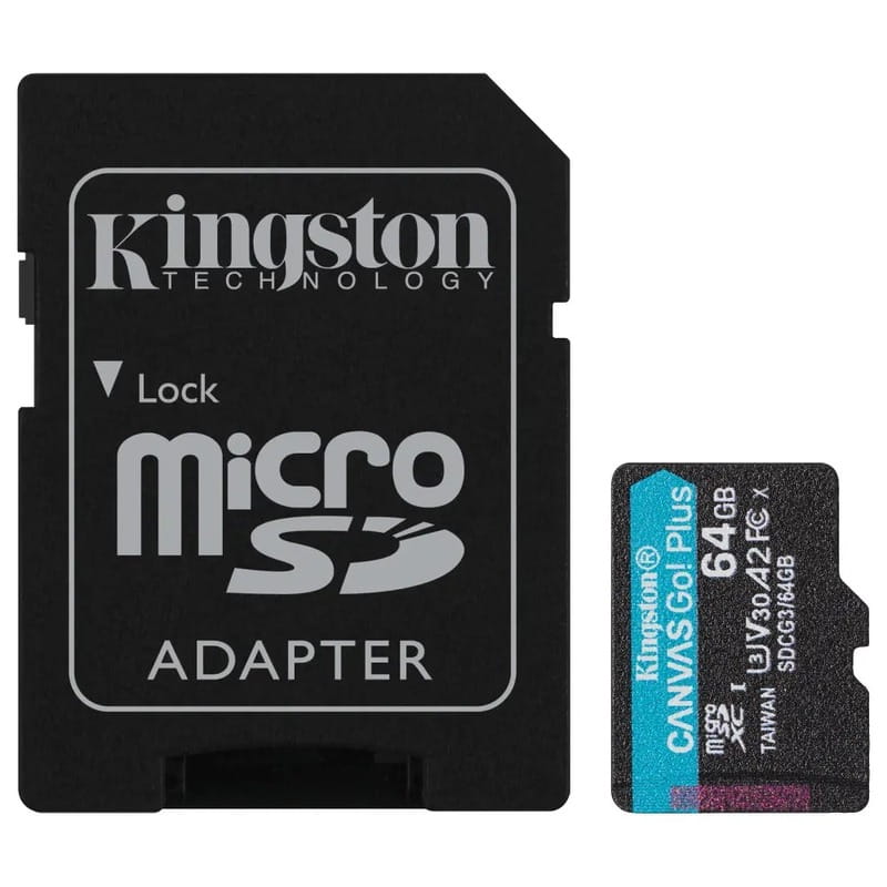 Карта памяти MicroSDXC  64GB UHS-I/U3 Class 10 Kingston Canvas Go! Plus R170/W70MB/s + SD-адаптер (SDCG3/64GB)