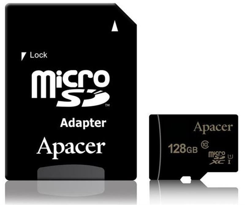 Карта памяти MicroSDXC 128GB UHS-I Class 10 Apacer + SD adapter (AP128GMCSX10U1-R)