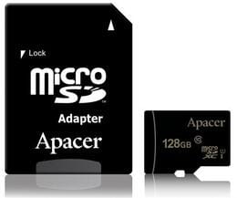 Карта пам`ятi MicroSDXC 128GB UHS-I Class 10 Apacer + SD adapter (AP128GMCSX10U1-R)