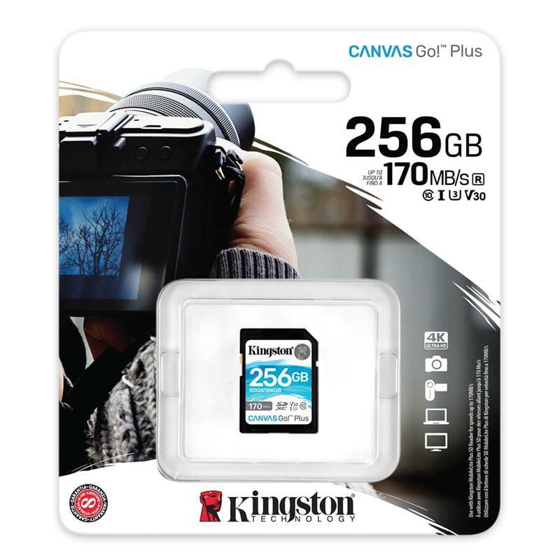 Карта памяти SDXC  256GB UHS-I/U3 Class 10 Kingston Canvas Go! Plus R170/W90MB/s (SDG3/256GB)