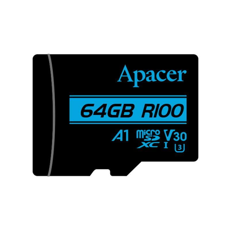 Карта памяти MicroSDXC  64GB UHS-I/U3 Class 10 Apacer + SD adapter (AP64GMCSX10U7-R)
