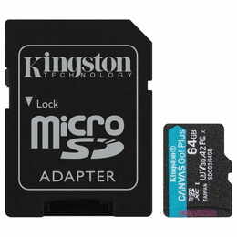 Карта памяти MicroSDXC  64GB UHS-I/U3 Class 10 Kingston Canvas Go! Plus R170/W70MB/s (SDCG3/64GBSP)