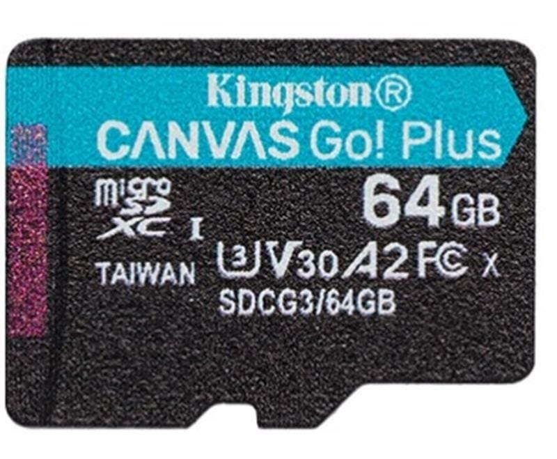 Карта памяти MicroSDXC  64GB UHS-I/U3 Class 10 Kingston Canvas Go! Plus R170/W70MB/s (SDCG3/64GBSP)
