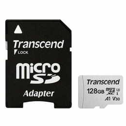 Карта памяти MicroSDXC 128GB UHS-I/U3 Class 10 Transcend 300S A1 + SD-adapter (TS128GUSD300S-A)