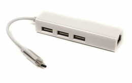 Концентратор USB3.1 PowerPlant CA910397 White 3хUSB2.0+Ethernet
