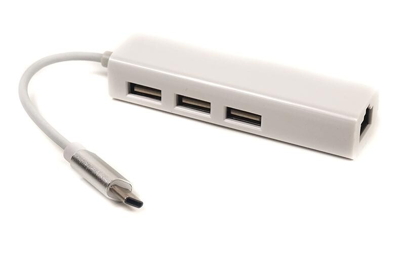 Концентратор USB3.1 PowerPlant CA910397 White 3хUSB2.0+Ethernet