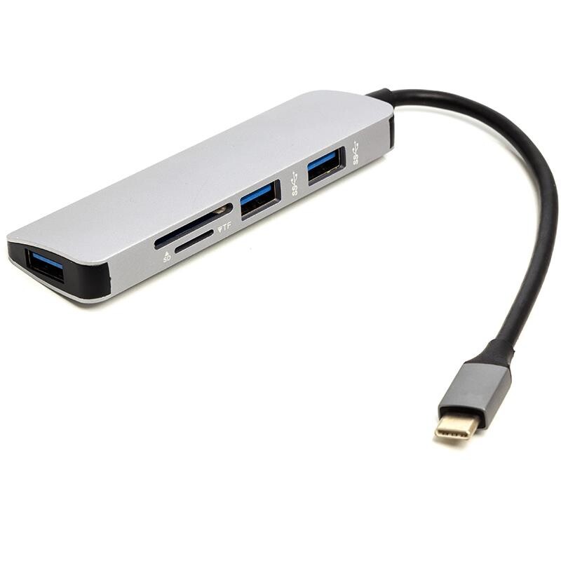 Концентратор USB-C PowerPlant CA912100 USB-C-2хUSB3.0, SD, microSD