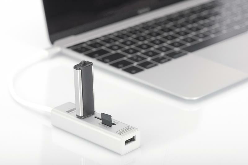 Концентратор USB-C Digitus (DA-70243) White 3хUSB2.0, SD, microSD