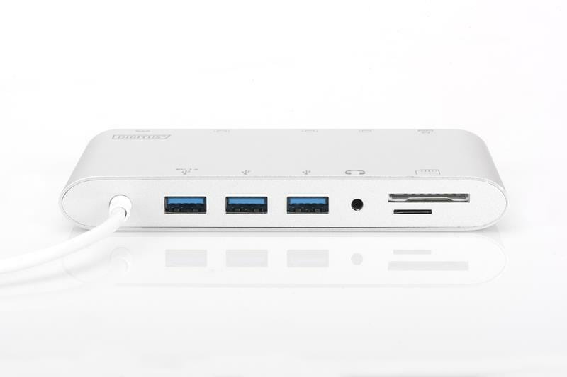 Концентратор USB Type-C Digitus Universal Docking Station Silver (DA-70861) 3xUSB 3.0, USB 3.1, HDMI, RJ45, MiniDP, VGA