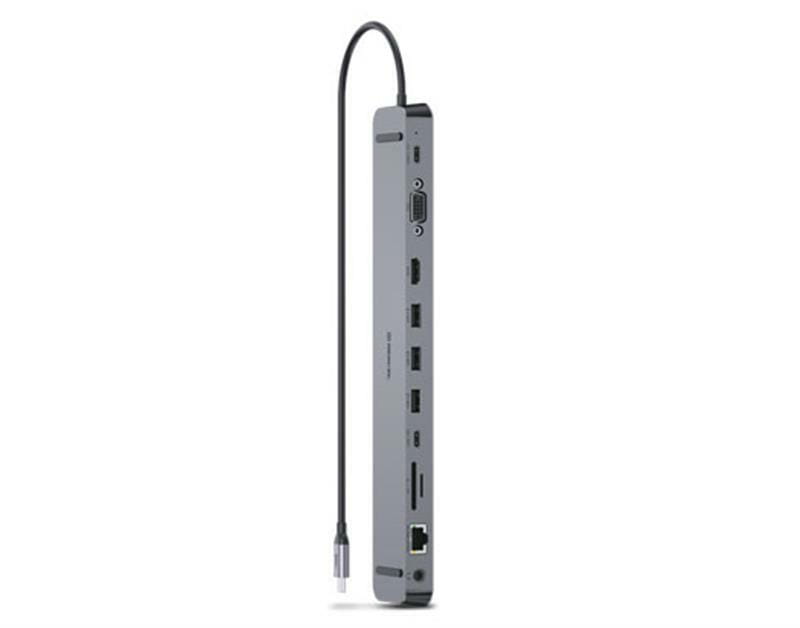 Концентратор REAL-EL CQ-1000 USB3.0х3/USB-C/HDMI/VGA/RJ45/SD/TF/3.5 mm audio, 0.4m, Space Grey