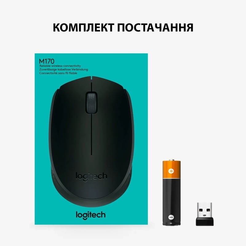 Миша бездротова Logitech M170 Grey/Black (910-004642)