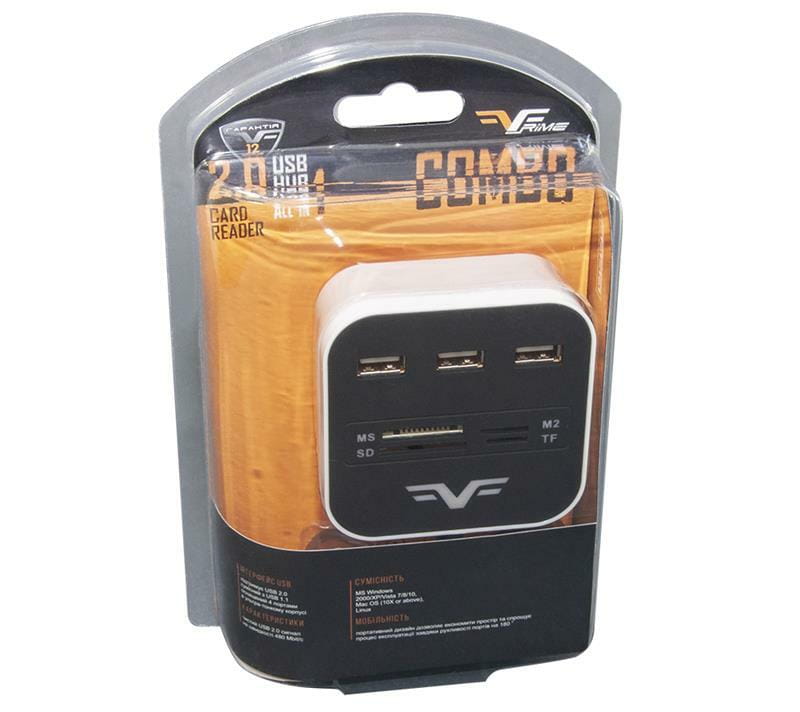 USB-хаб Frime 3 ports Black/White (FHC-AllinOne3p2W)