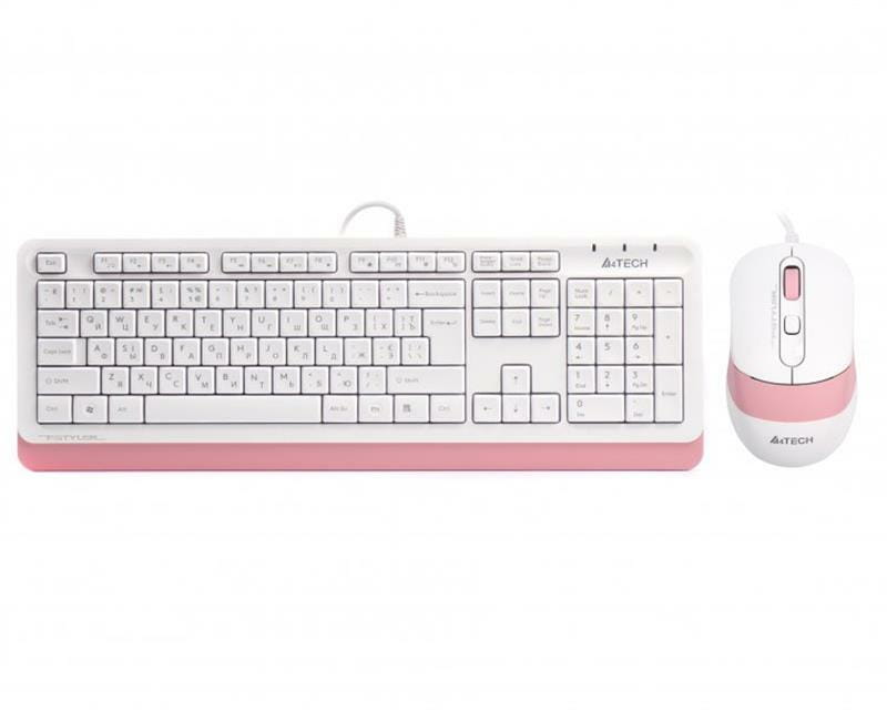 Комплект (клавіатура, мишка) A4Tech F1010 White/Pink USB