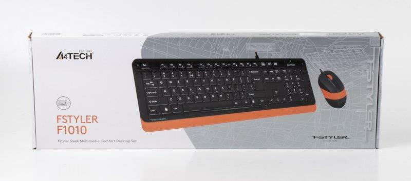 Комплект (клавиатура, мышь) A4Tech F1010 Black/Orange USB