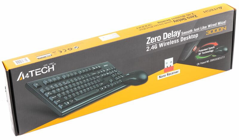 Комплект (клавіатура, миша) бездротовий A4Tech 3000N Black USB